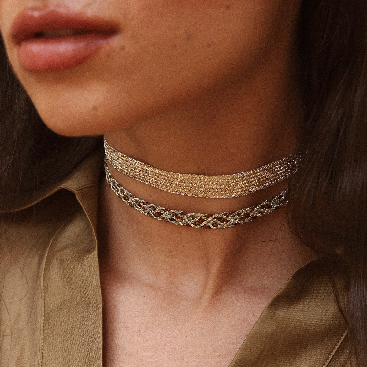 Choker Noor nº2 en Gold & Silver Chestnut