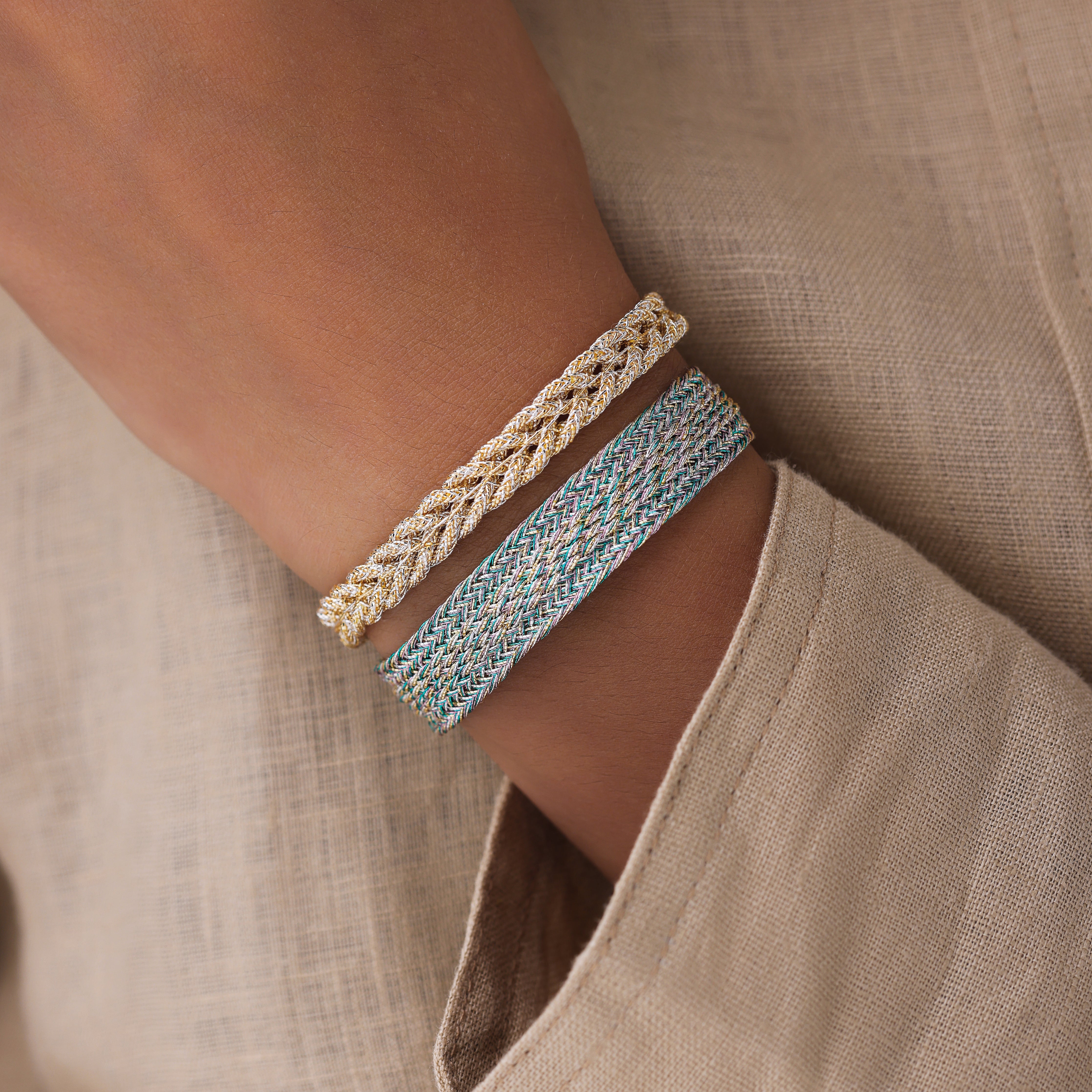 Izy n°1 bracelet in Gold Silver Tiffany Blue
