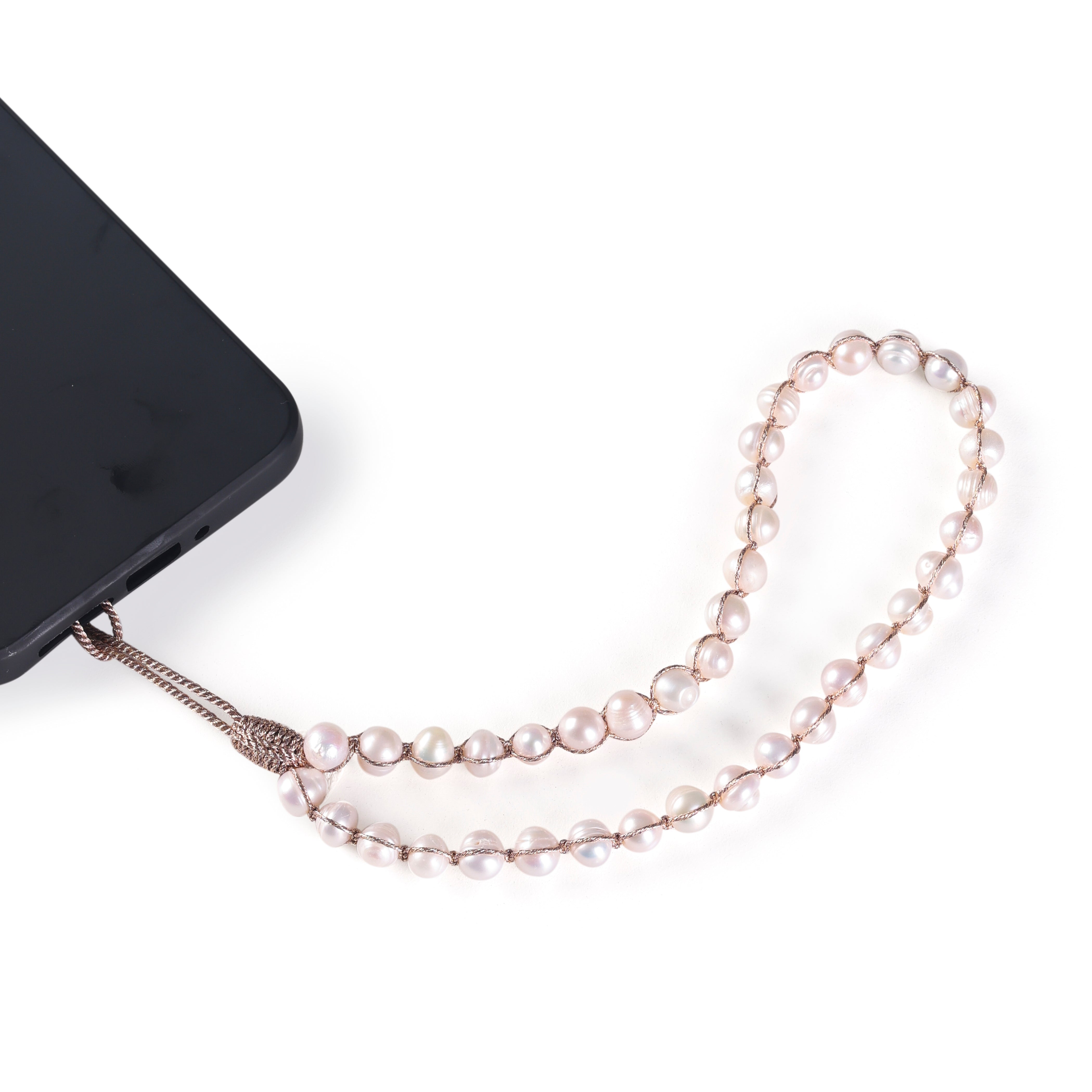 Anar Wrist Phone Strap in Peach Truffle Parma