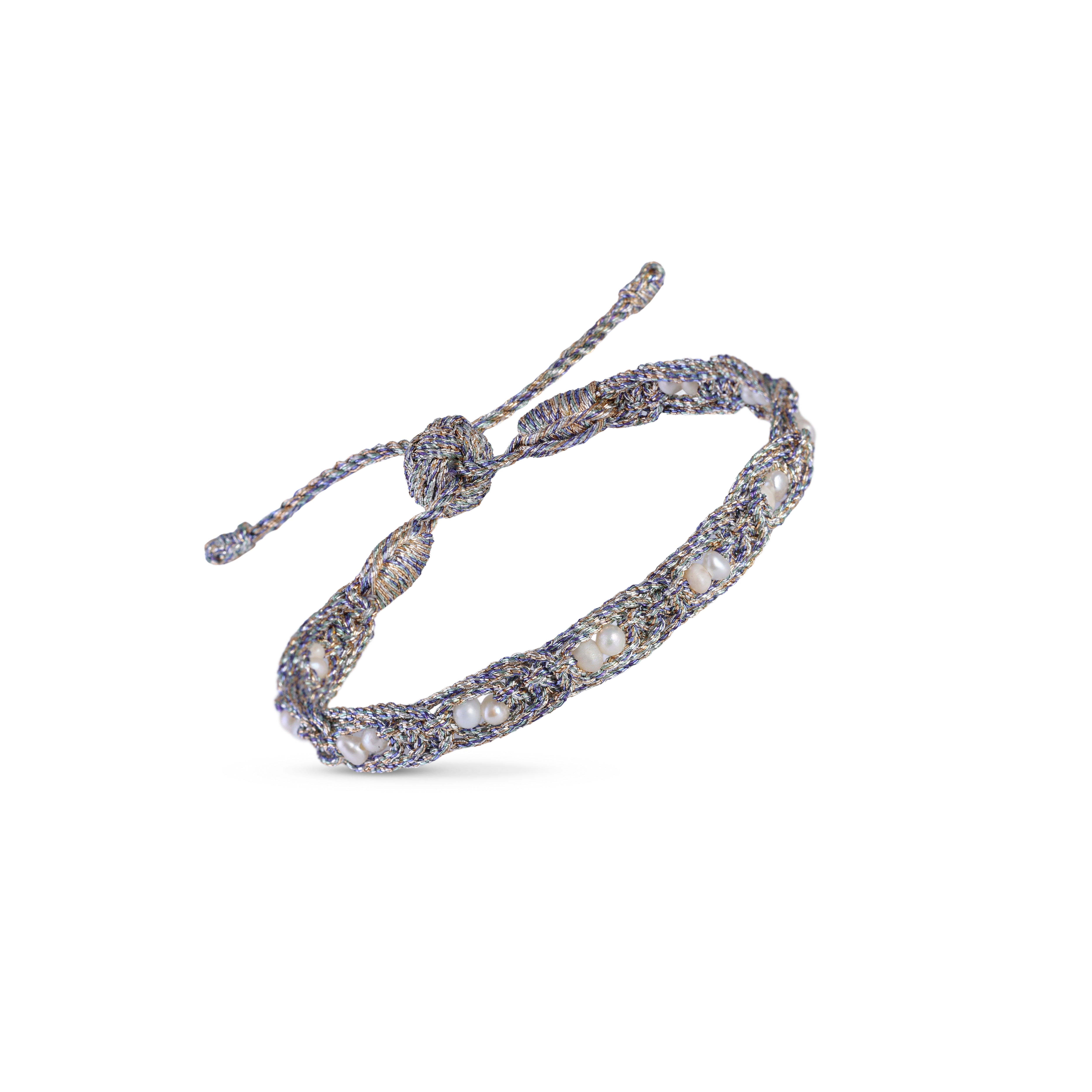 Anara nº1 bracelet in Peach & Silver Lavender Sage