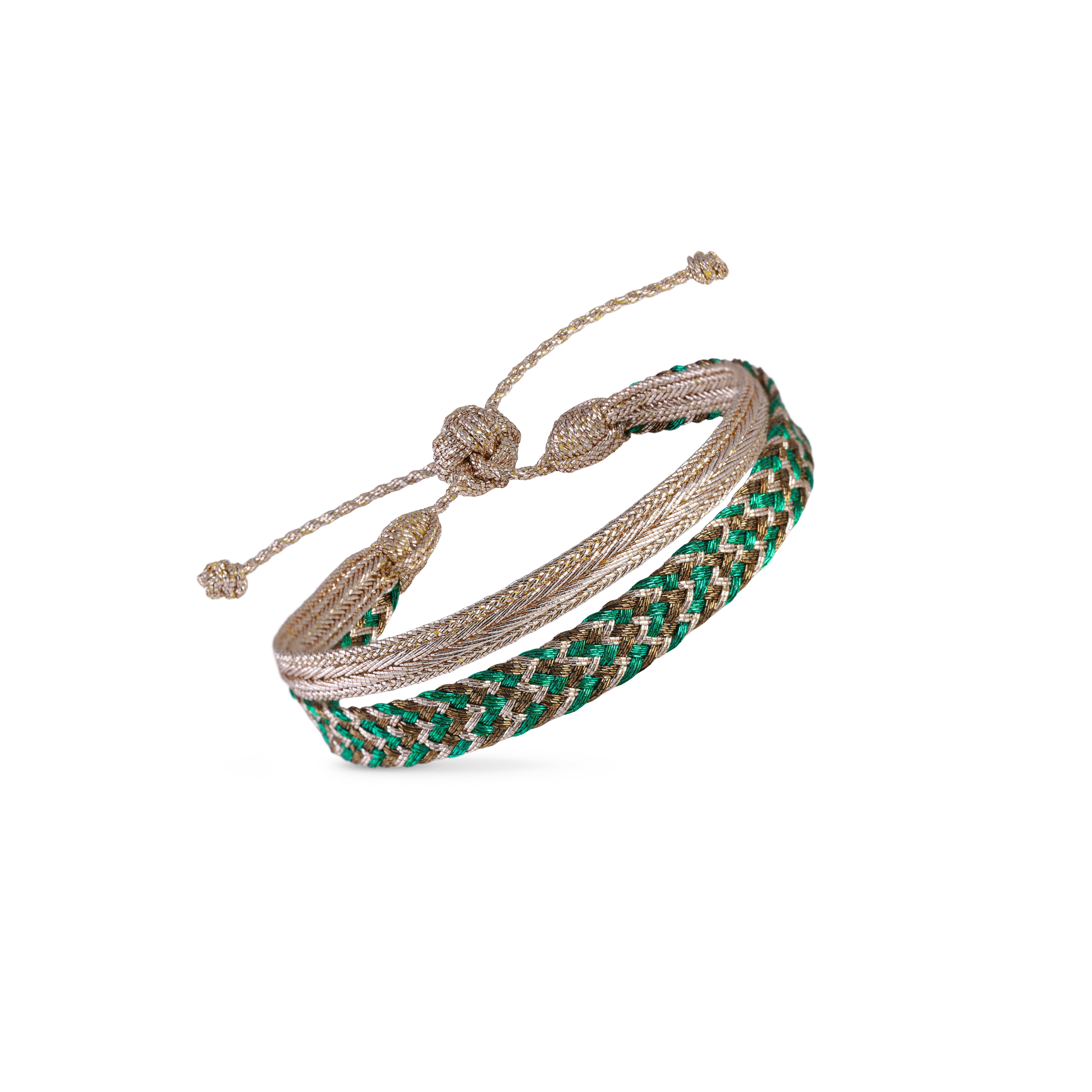 Duo Bracelet Ania nº2 Rose Gold Forest Green + Mini Arrow Rose Gold
