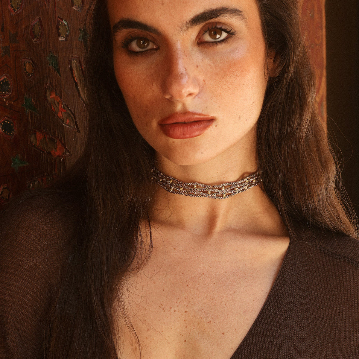 Nera Necklace in Berrywood Sage w/ 18k Gold