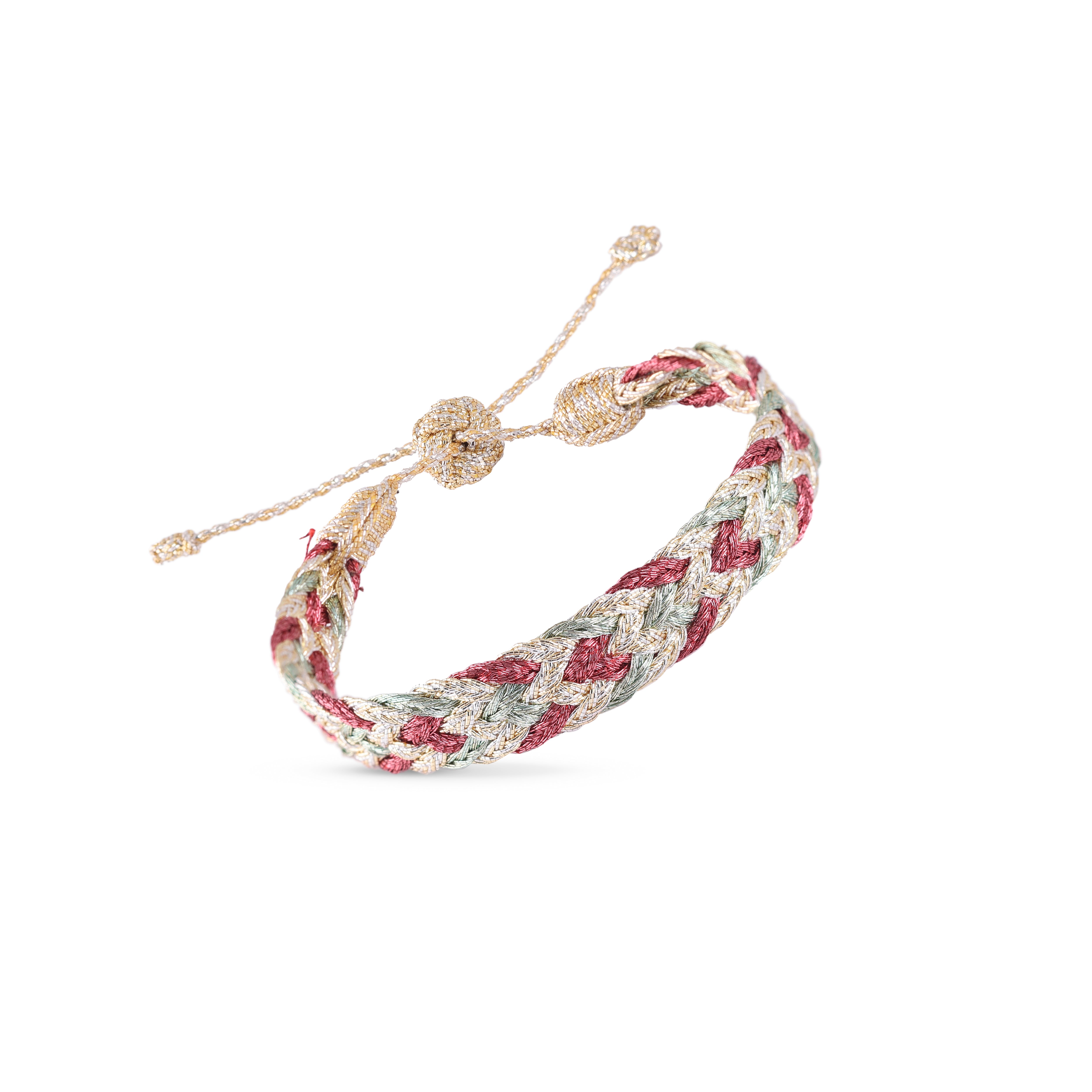 Double-U nº2 Bracelet in Gold & Silver Almond Brick Red