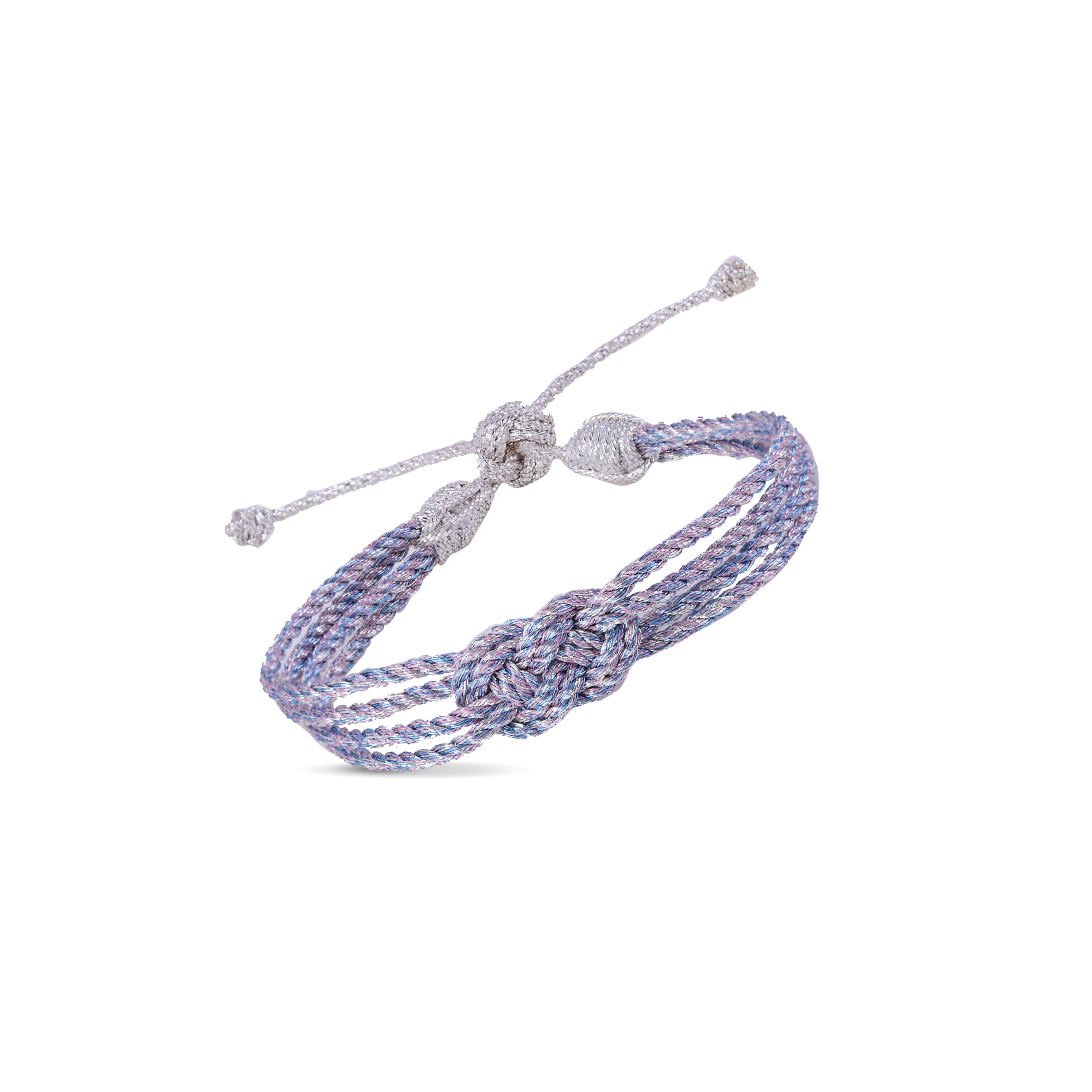 Knot n°1 Bracelet in Silver Blue Pink