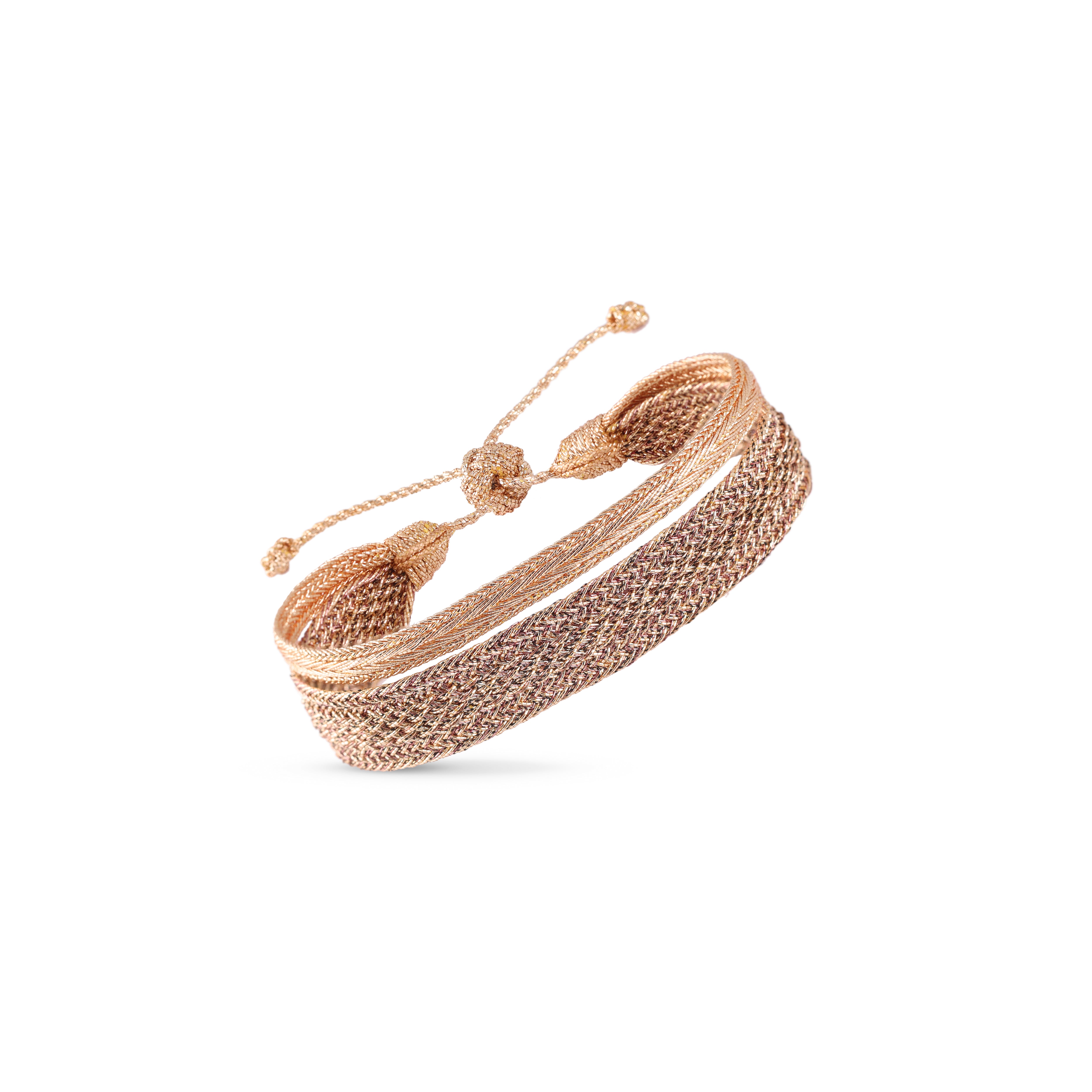 Duo Bracelet Izy nº1 in Peach Cocoa Espresso + Mini Arrow Peach