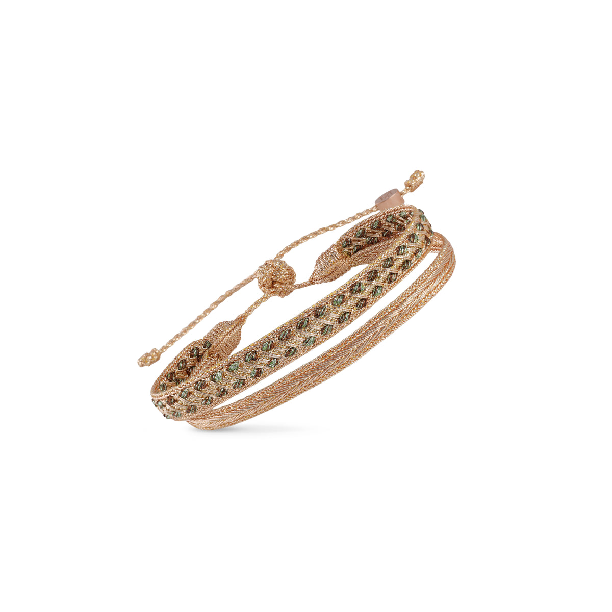 Duo Bracelet Louza nº2 in Peach Pistachio Chestnut + Mini Arrow Peach
