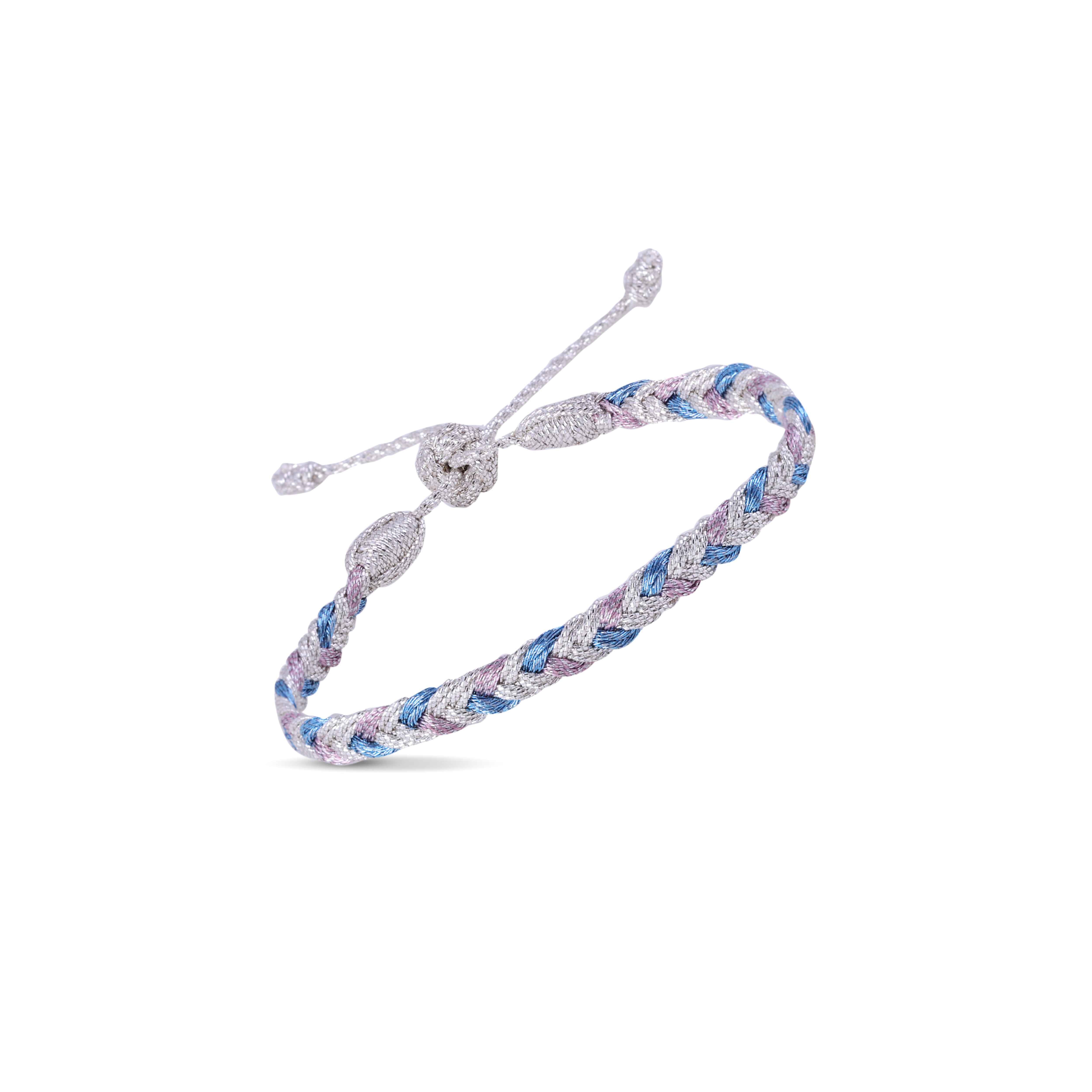Eya n°2 Bracelet in Silver Blue Pink