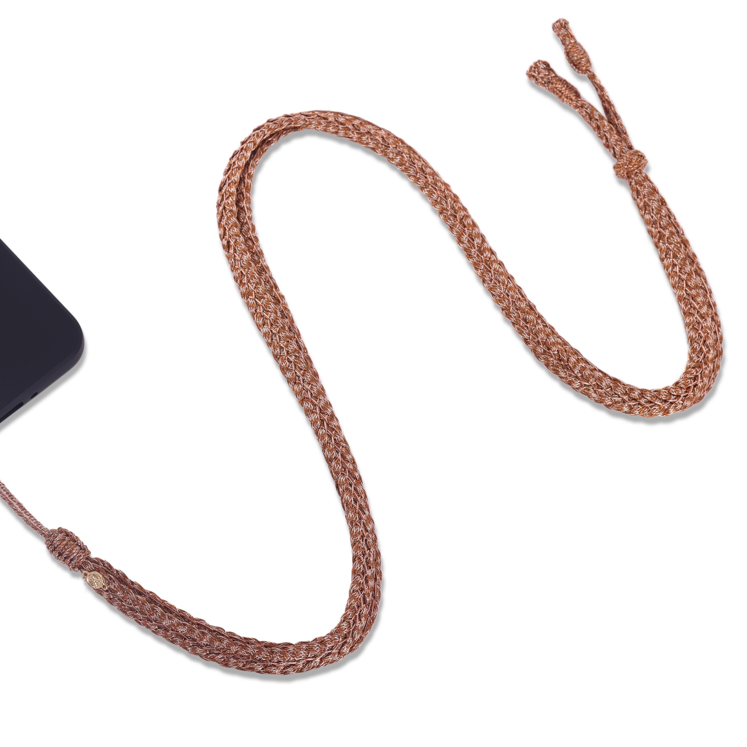 Flat Braided Phone Strap in Coffee bean