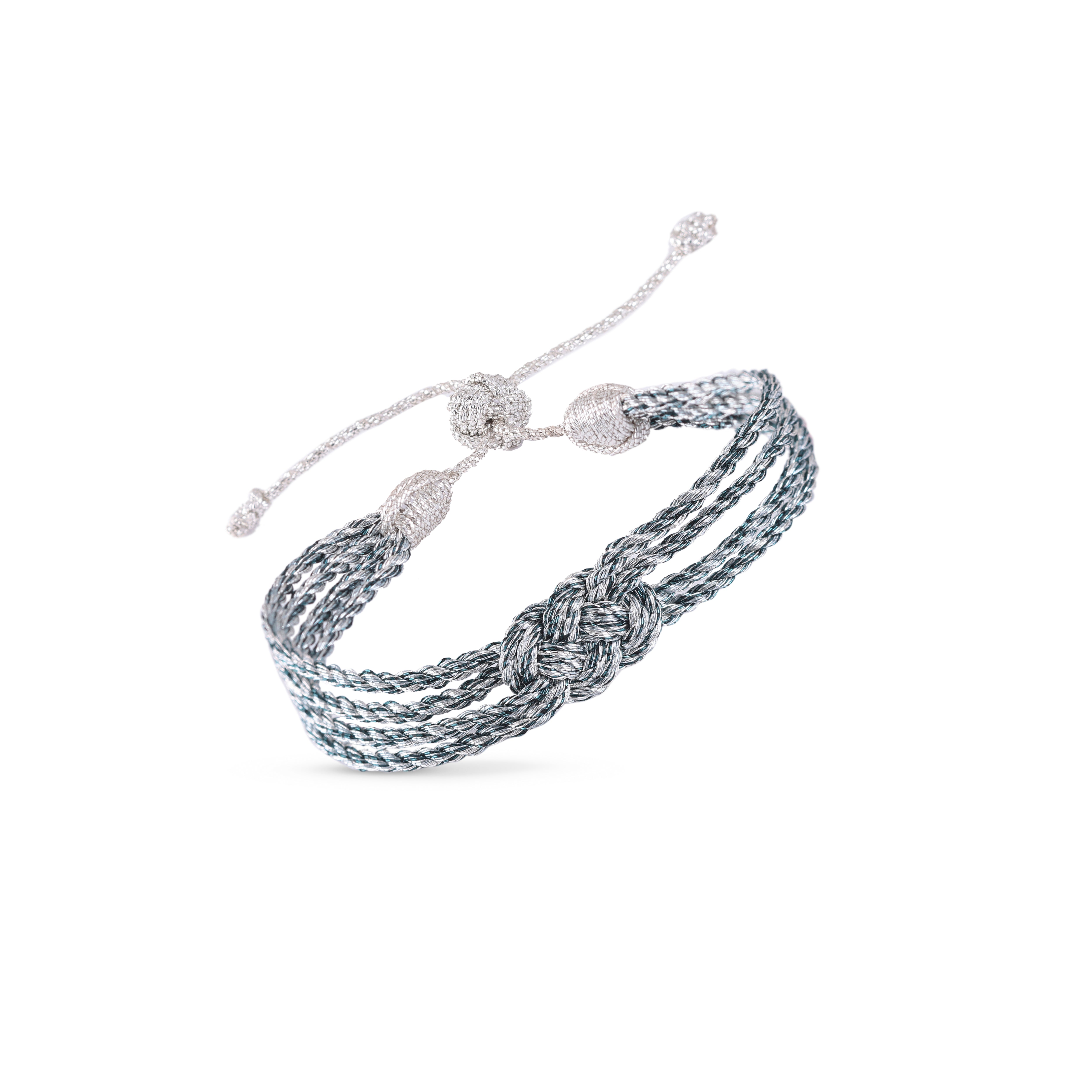 Knot nº1 Bracelet in Silver Petrol Blue