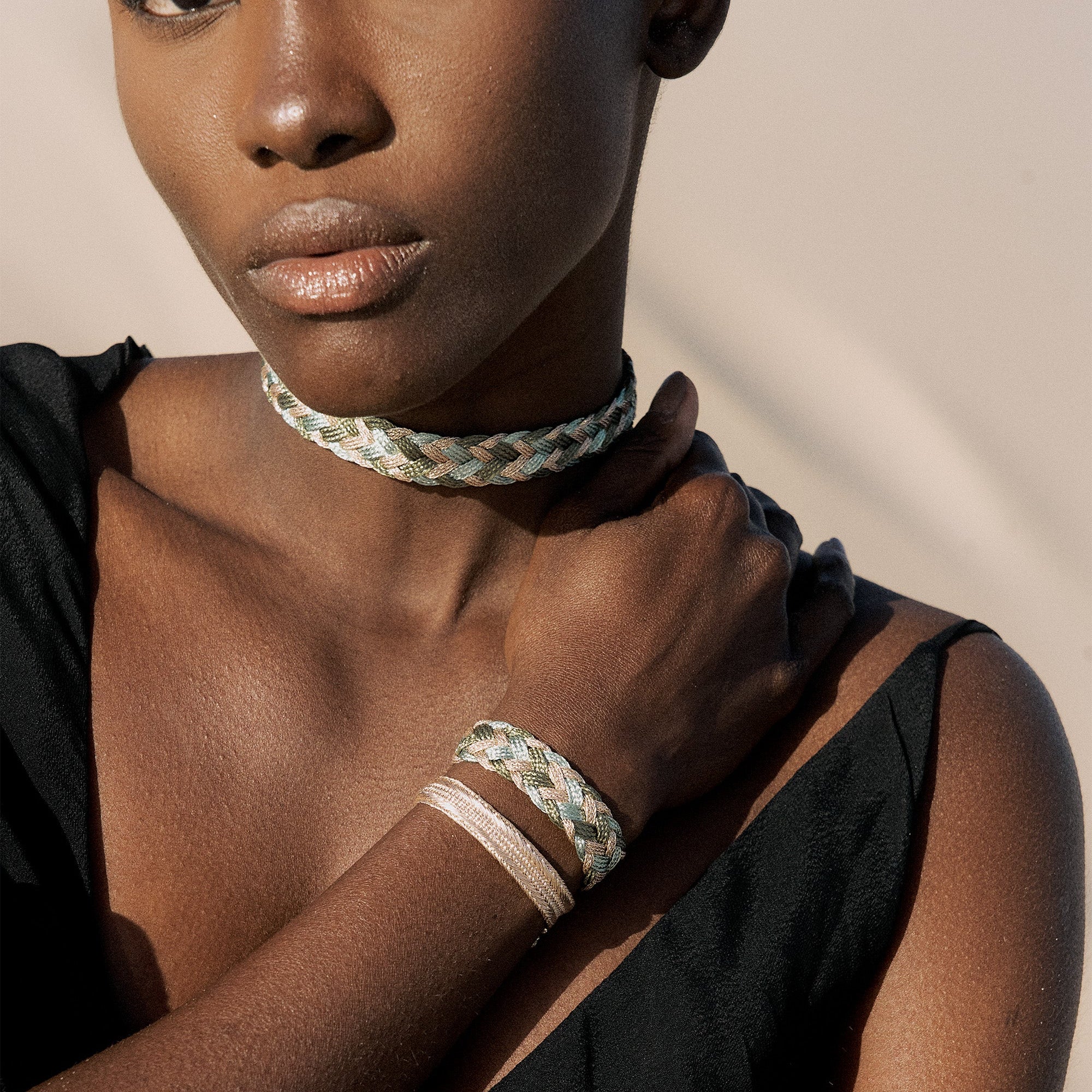 Lira nº2 Bracelet in Rose Gold Olive Sage