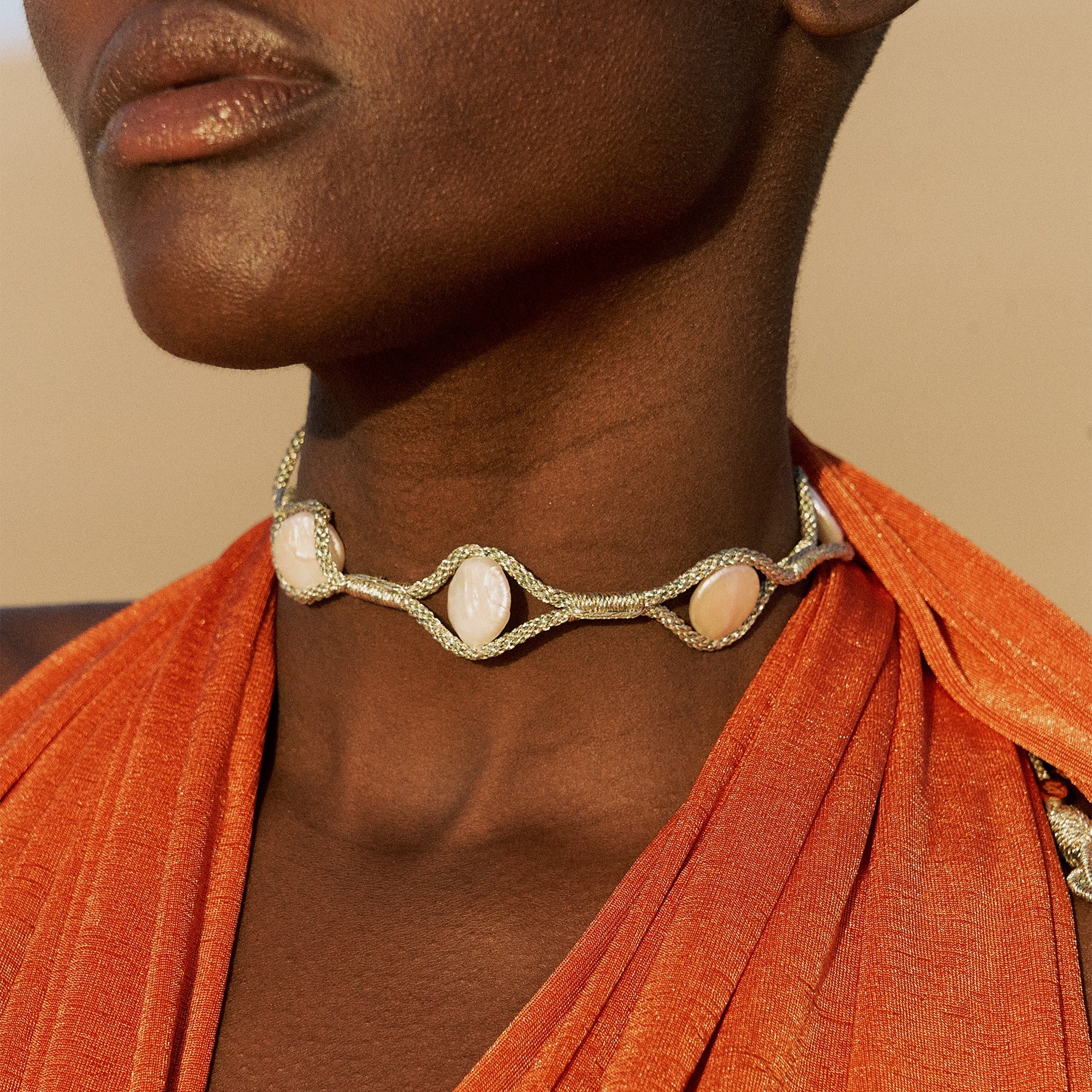 Aynara nº1 choker in Gold & Silver Olive Fern