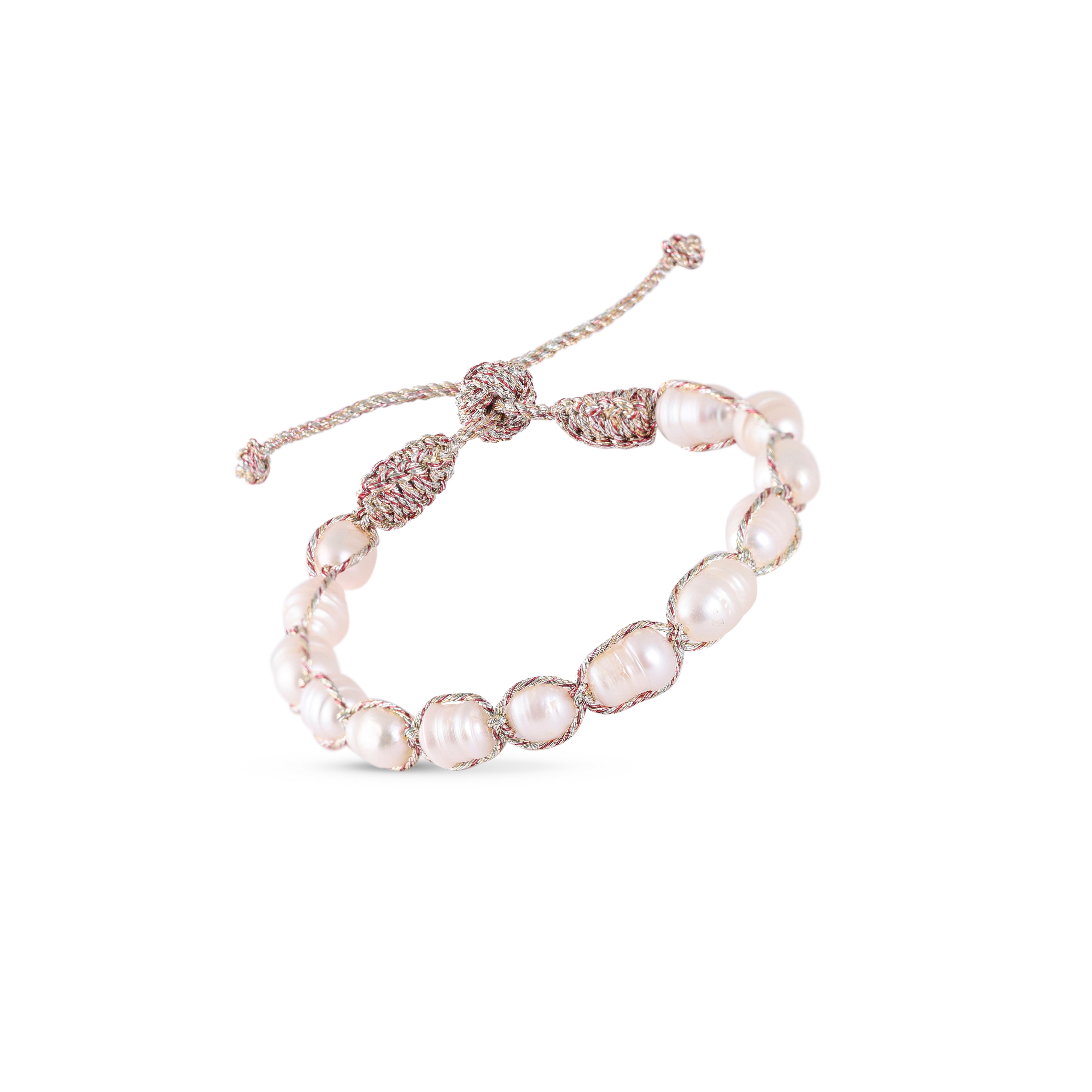Maxi Anar Bracelet in Gold & Silver Almond Brick Red