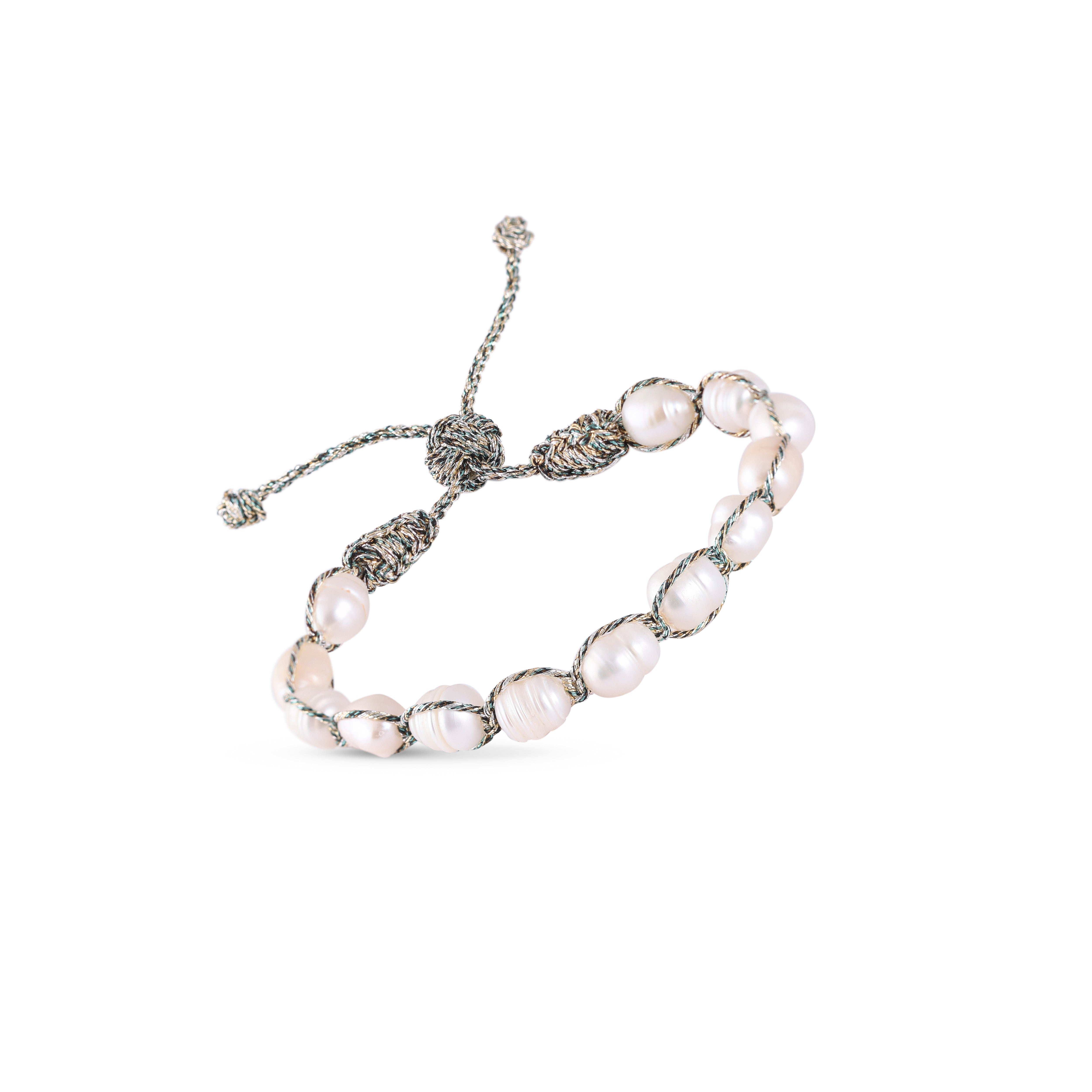 Maxi Anar Bracelet in Gold & Silver Shiny Eucalyptus 