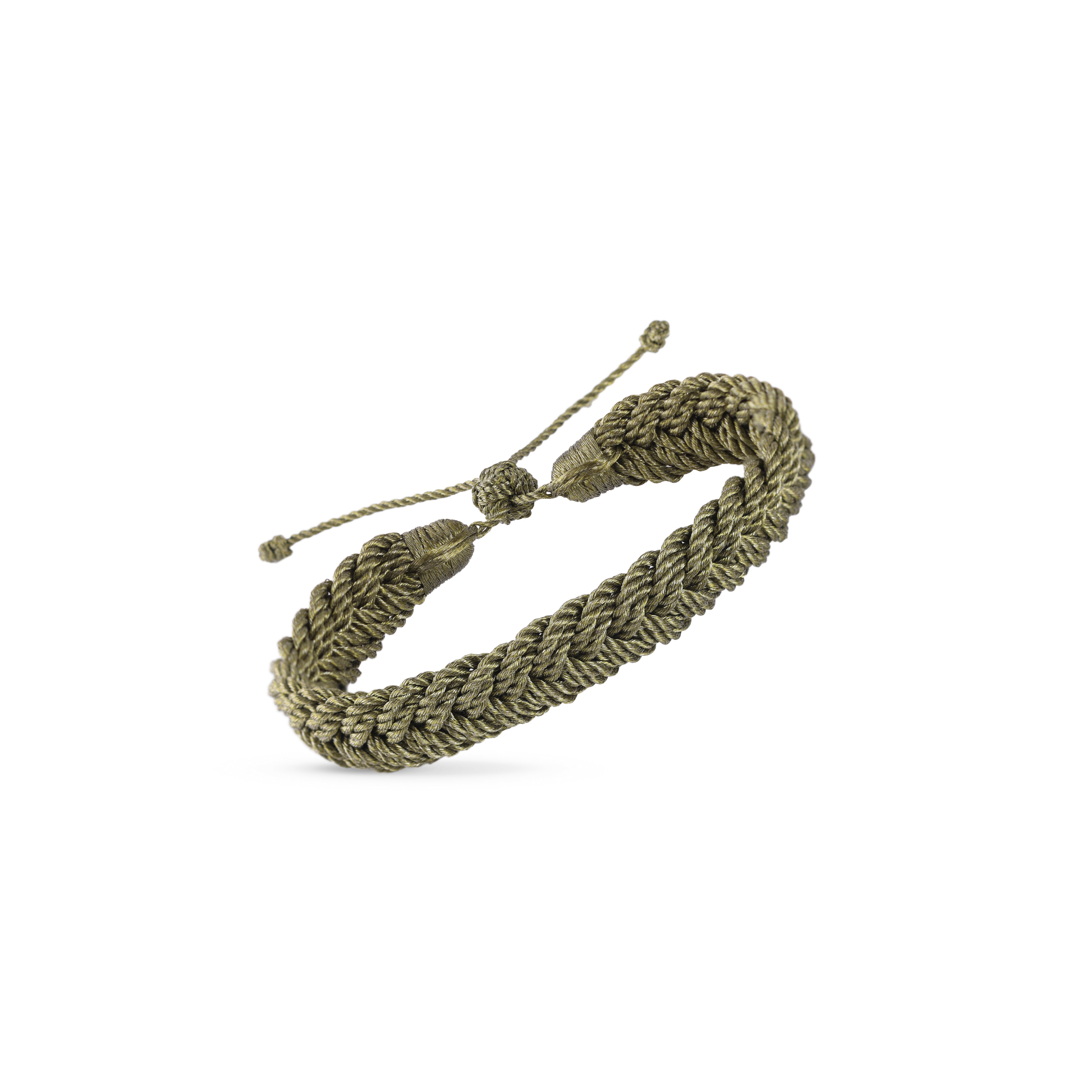 Maxi Woven Bracelet in Matte Olive - MEN