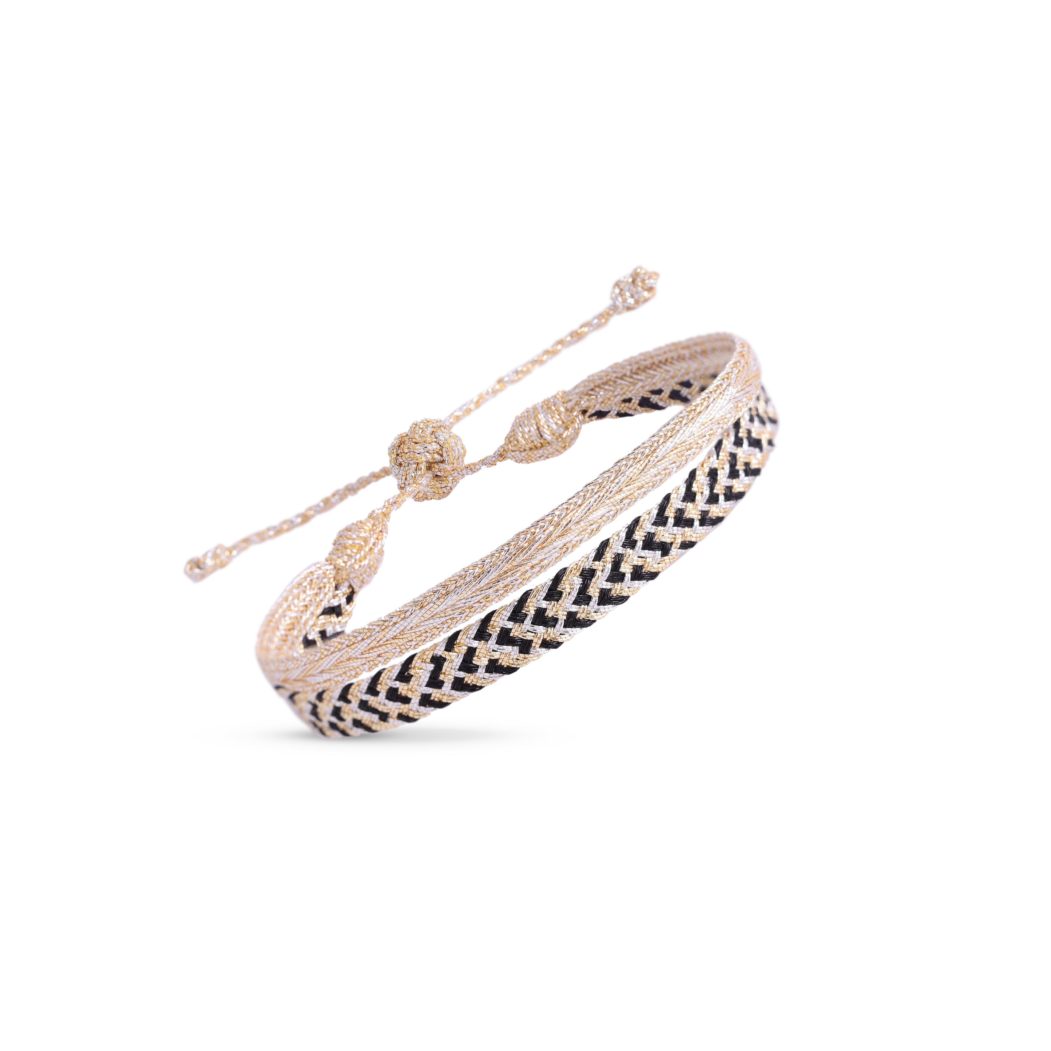 Duo Bracelet Ania n°2 Gold & Silver Ebony + Mini arrow GS