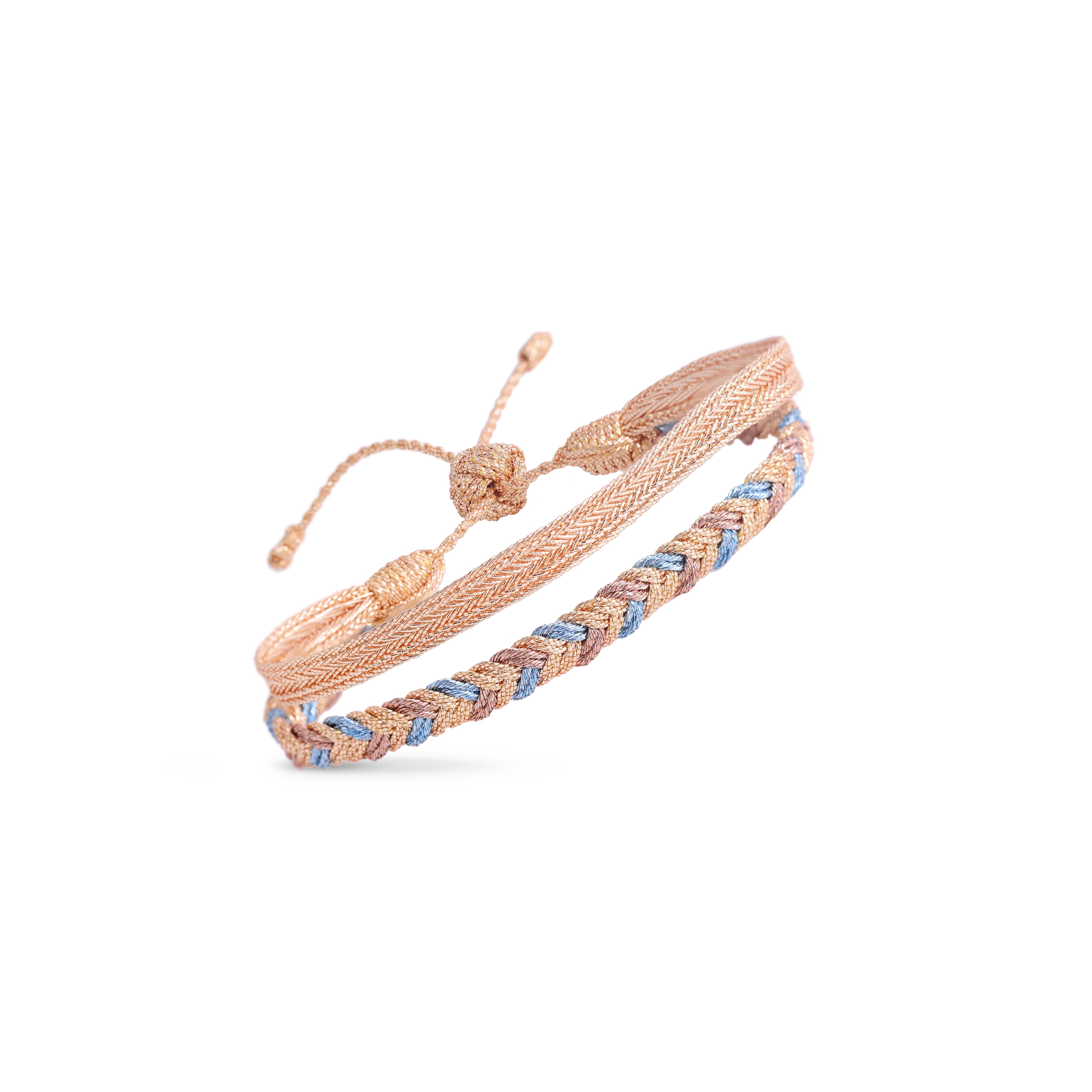 Duo Bracelet Eya n°2 Peach Silver Blue + Mini arrow peach