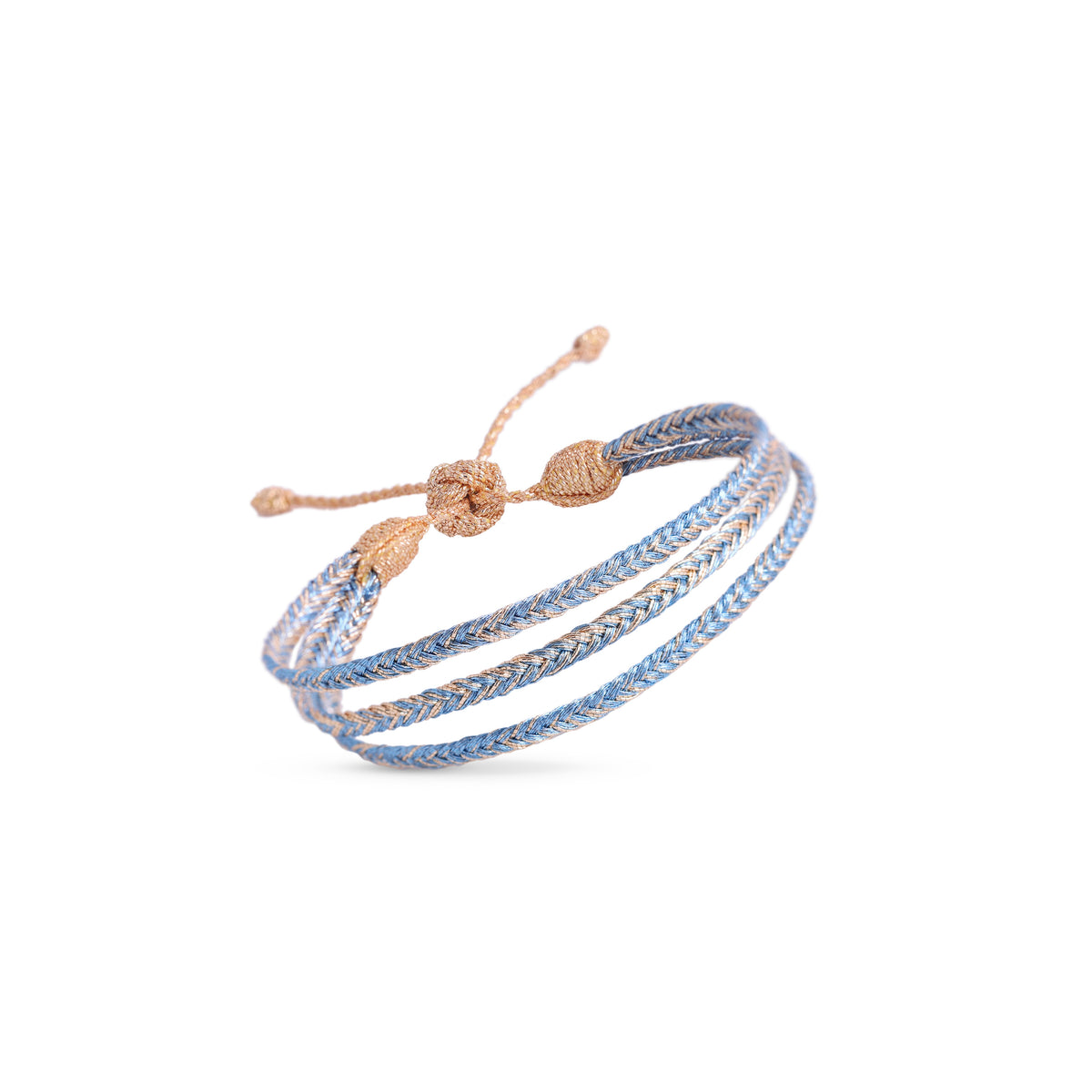 Triple Mini Eya n°1 Bracelet in Peach & Silver Blue