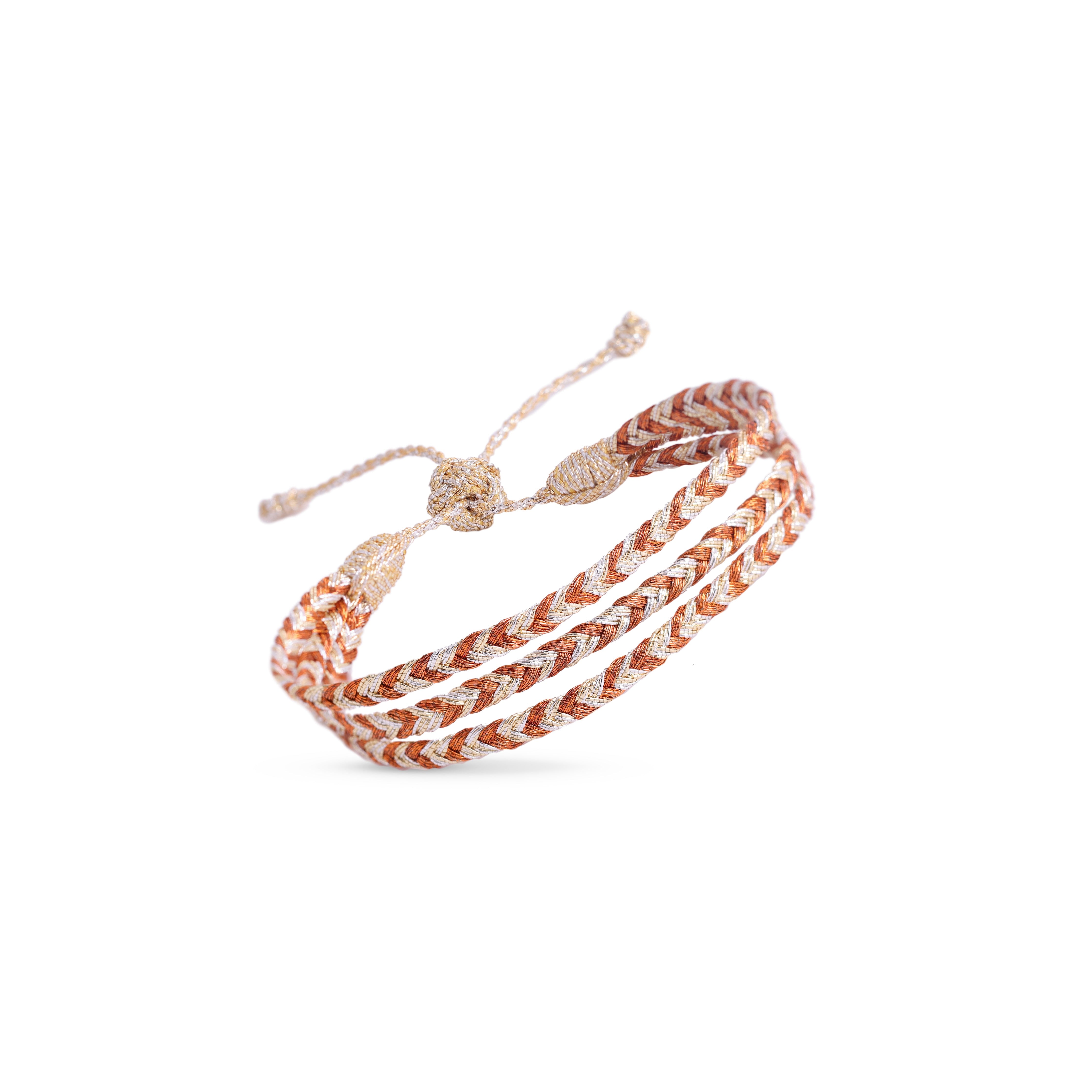 Triple Mini Eya n°2 Bracelet in Gold & Silver Apricot