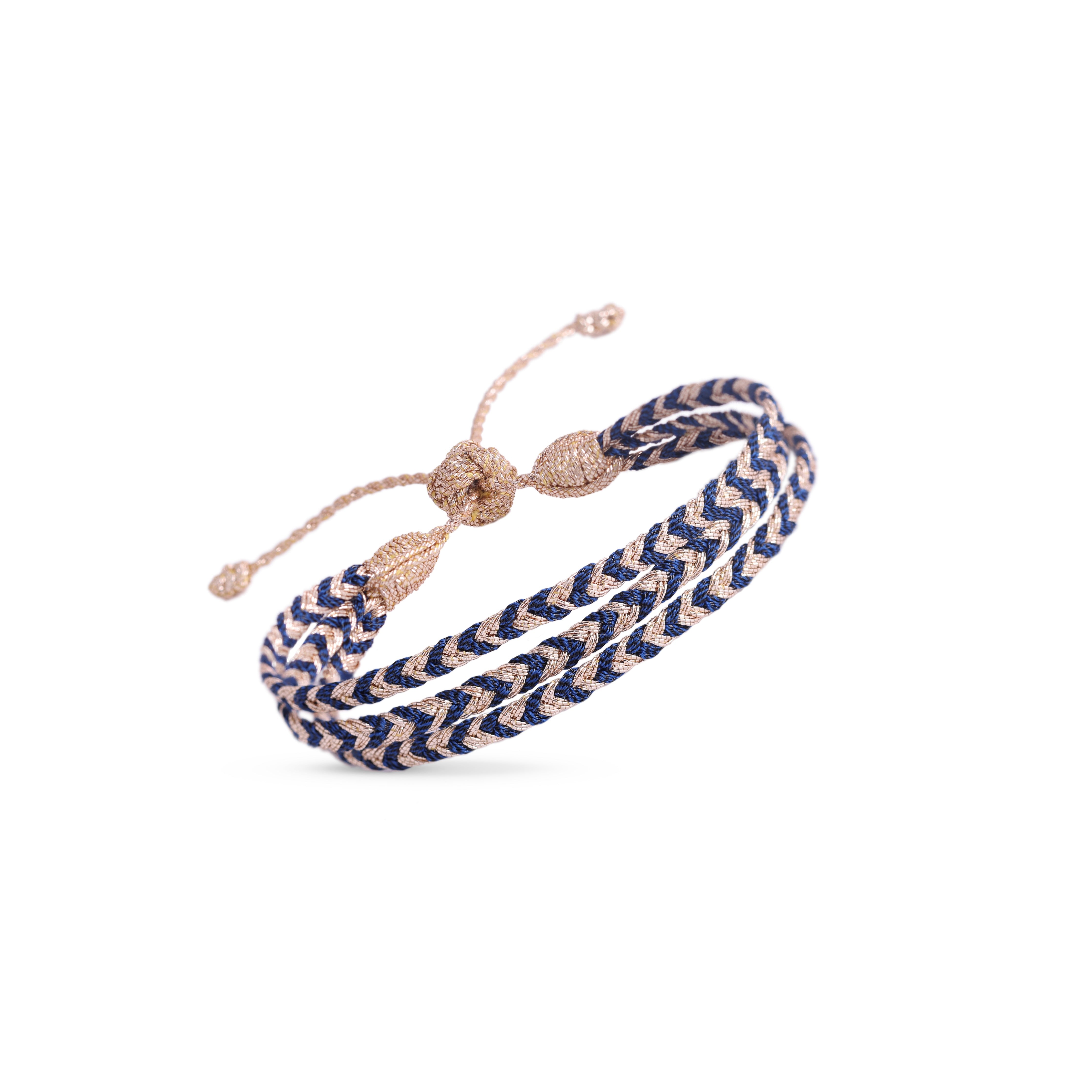 Triple Mini Eya n°2 Bracelet in Rose Gold Navy