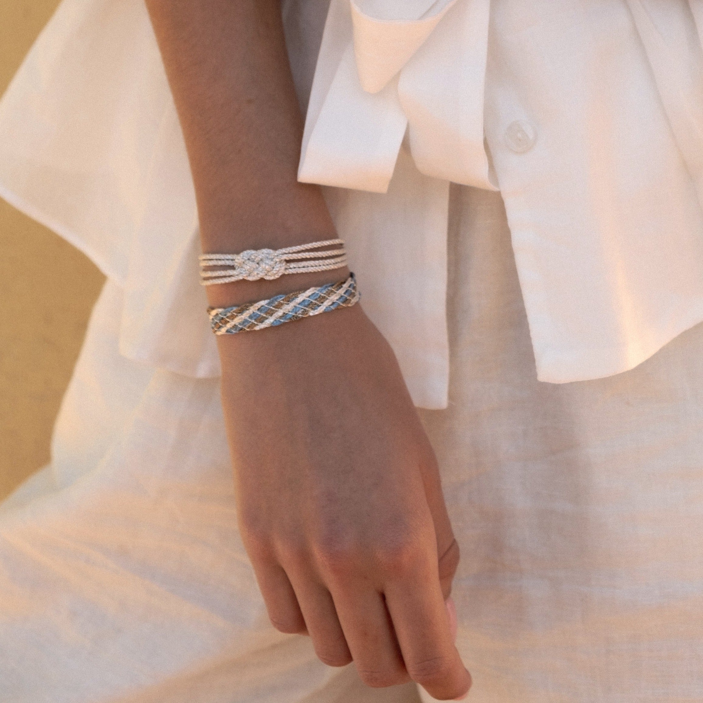 Lines n°2 bracelet in Silver Blue Ochre