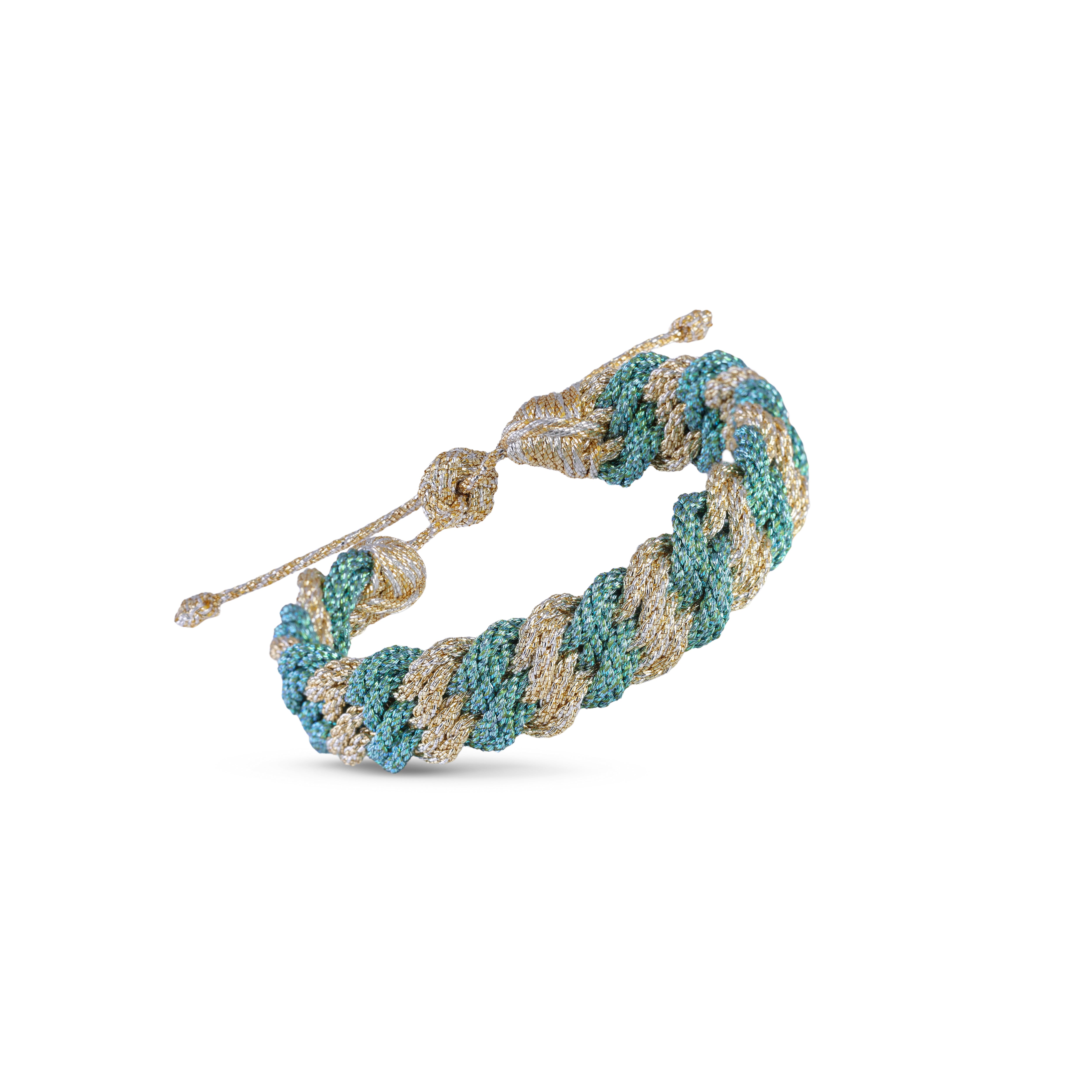Waves nº2 Bracelet in Gold & Silver Sky Blue