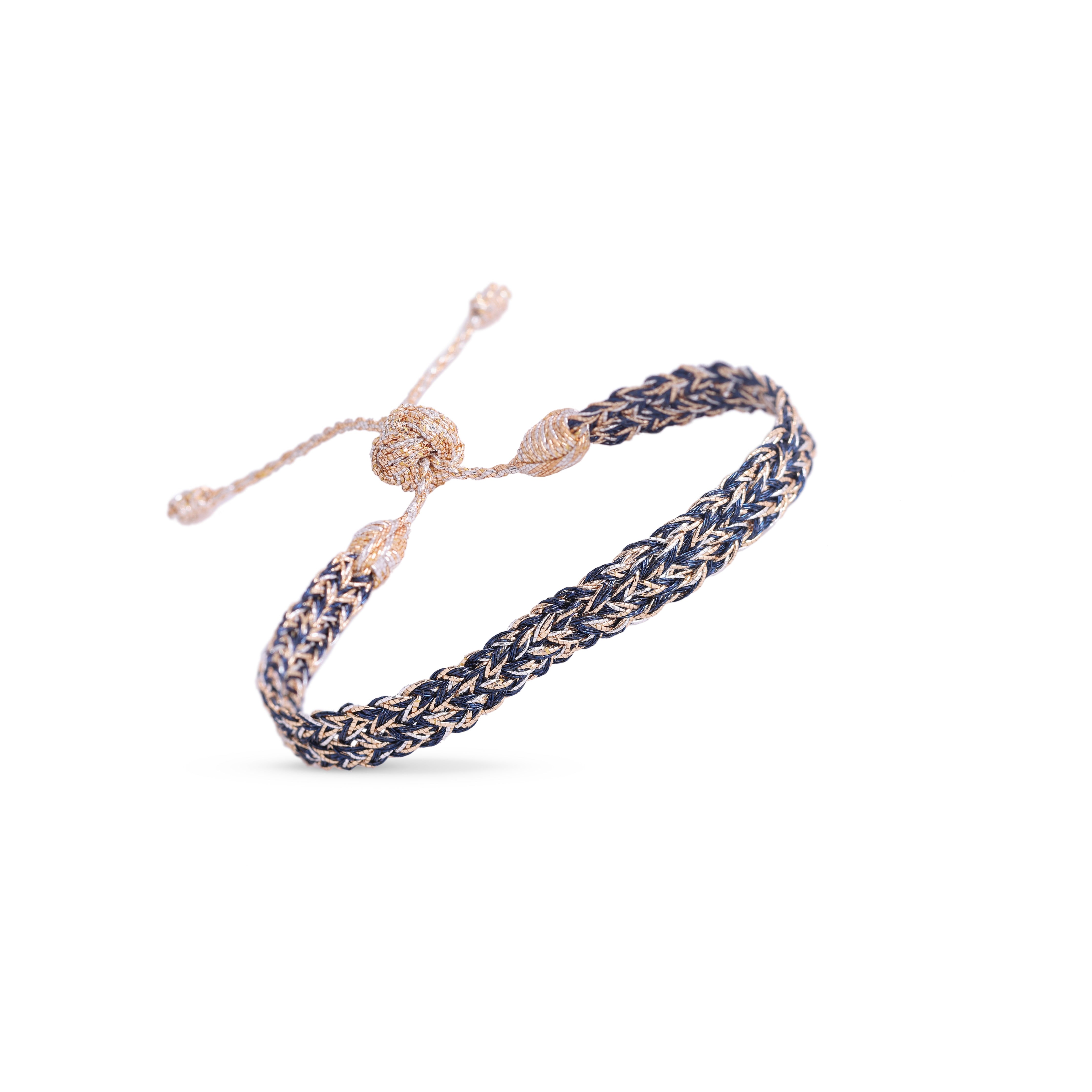 Zyn n°1 Bracelet in Peach & Silver Navy Blue