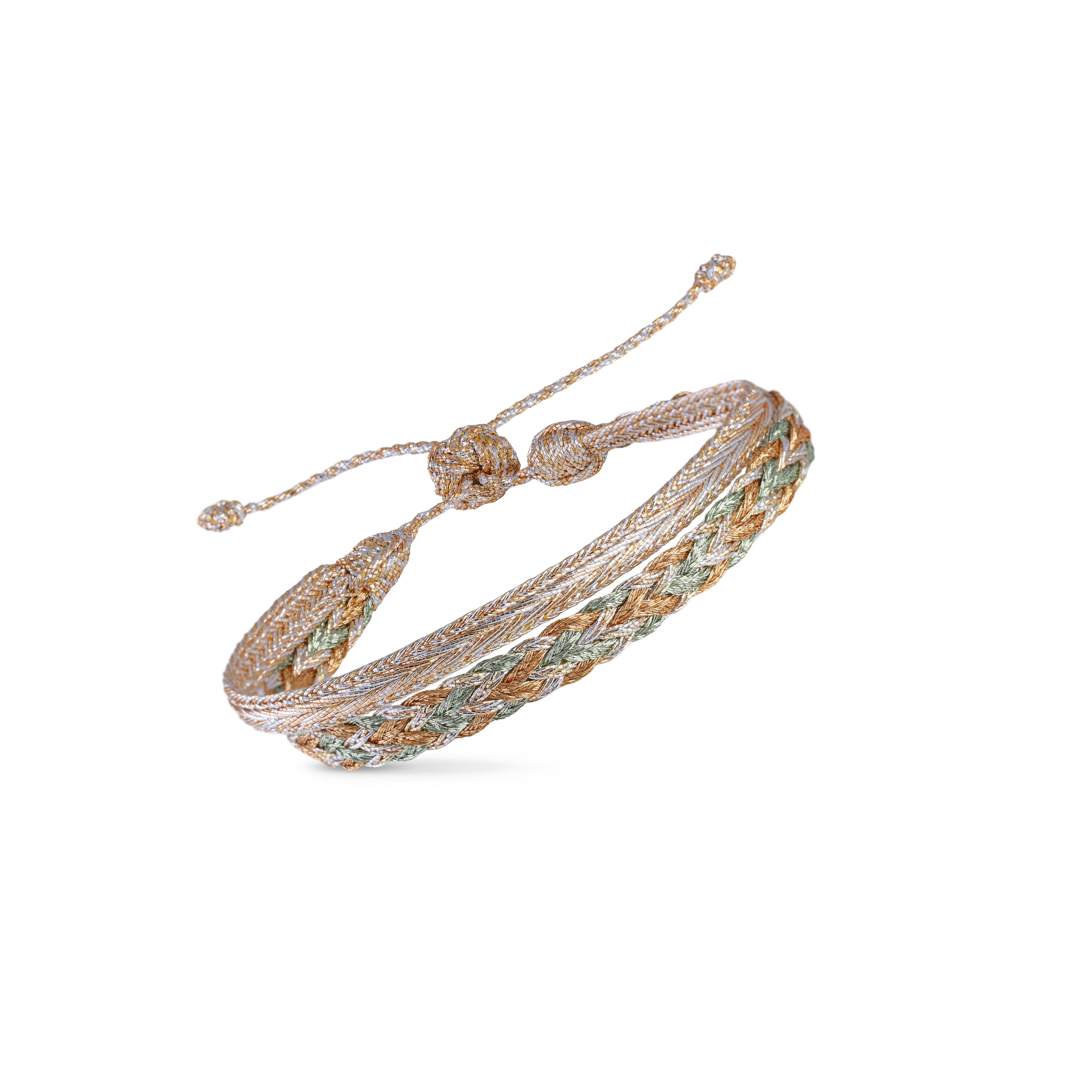 Duo Bracelet Zyn nº2 Peach & Silver Almond Desert Sun + Mini Arrow Gold & silver